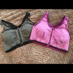 Two zip up sports bras NWOT